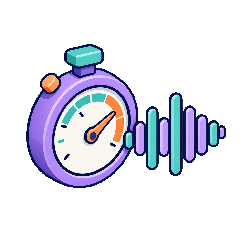 Soft-isometric stopwatch beside an audio waveform
